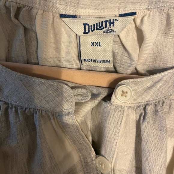 Duluth Trading Sz XXL Printmaker’s Shirt Cotton Gray Check Organic Cotton - Picture 4 of 5